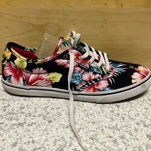 Vans Floral Low-Top Sneakers in Black, Pink, Blue, Yellow
